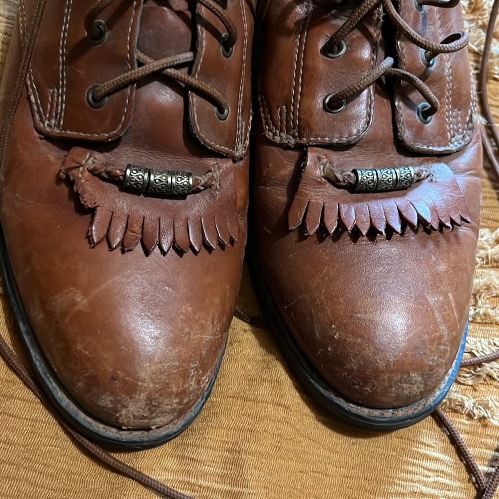 Ariat Women's Kiltie Brown Leather Lace Up Boots Sz 8 - Picture 3 of 13